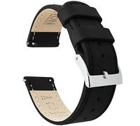 BARTON Quick Release - Top Grain Leather Watch Band Strap - Choice of Colour & Width - 16mm, 18mm, 19mm, 20mm, 21mm 22mm, 23mm or 24mm - Black/Black 20mm