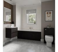 Barton Slim Edge Straight Double Ended Bathroom Suite including Furniture Set with Slim Edge Basin | Metallic Slate | ABS Polished Chrome | 1700mm x 700mm