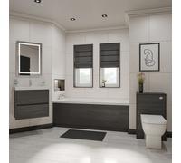 Barton Slim Edge Straight Single Ended Bathroom Suite including Furniture Set with Slim Edge Basin | Graphite Grey | ABS Polished Chrome | 1700mm x 750mm