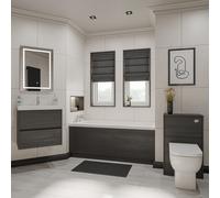 Barton Slim Edge Straight Single Ended Bathroom Suite including Furniture Set with Slim Edge Basin | Graphite Grey | ABS Polished Chrome | 1500mm x 700mm