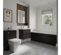 Barton Slim Edge Straight Single Ended Bathroom Suite including Furniture Set with Slim Edge Basin | Metallic Slate | ABS Polished Chrome | 1700mm x 800mm