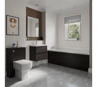 Barton Slim Edge Straight Single Ended Bathroom Suite including Furniture Set with Slim Edge Basin | Metallic Slate | ABS Polished Chrome | 1800mm x 800mm