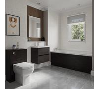 Barton Slim Edge Straight Single Ended Bathroom Suite including Furniture Set with Slim Edge Basin | Metallic Slate | ABS Polished Chrome | 1700mm x 750mm