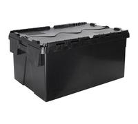 Barton Storage ALC6431/BLK/ECO/2 - 60L Black Eco Attached Lidded Container - Pack of 2 (600 x 400 x 310mm)