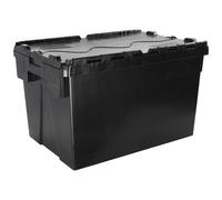Barton Storage Barton Storage ALC6436/BLK/ECO/2 - 71L Black Eco Attached Lidded Container - Pack of 2 (600 x 400 x 365mm)