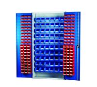 Barton Storage Barton Topstore 013070 Louvre Panel Cabinet (120 Red and 60 Blue Bins)