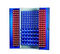 Barton Storage Barton Topstore 013078 Louvre Panel Cabinet (120 Red and 110 Blue Bins)