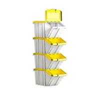 Barton Storage Container Bin 50L 30kg Load W390xD630xH340mm White and Yellow Lid Ref 052106/4 [Pack of 4]