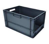 Barton Storage E6432-4P20/2 - 60L Open Fronted Euro Containers - Grey Pack of 2 (600 x 400 x 320mm)
