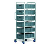 Barton Storage Topstore Braked 6 Tier Euro Container Tray Trolley with 6 30 Litre Containers