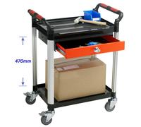 Barton Storage WHTT2SS/D1 2 Shelf Trolley With 1 Drawer & 2 Keys