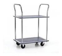 Barton Trolley Steel Frame Non-marking Wheels Capacity 120kg 2- Shelf Chrome Finish Ref PST2