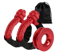 BARTOO Winch Snatch 66000 LB Recovery Ring with 2 PCS Soft Shackle 1/2" X 22 Inch Winch Rope, for ATV UTV SUV Truck Off-Road Vehicle Recovery Accessories, Red