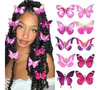 BARTOSI Butterfly Hair Clips Pink Butterfly Hair Barrettes Butterflies Hairpin Cute Decorative Bobby Pins Hair Accessories for Women and Girls (Pack of 10)