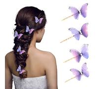 BARTOSI Butterfly Hair clips Purple Butterfly Hair Pins Cute Butterflies Hair Accessories for Women and Girls (Pack of 4)