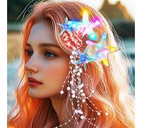 BARTOSI Light Up Starfish Hair Clips LED Seashell Hair Pins Glow Hair Barrettes Mermaid Hair Accessories for Women and Girls (Pack of 2)