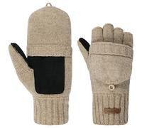 Barts Haakon Fingerless Wool Gloves Men - mittens knit with lining Winter Autumn-Winter - L/XL beige