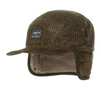 Barts Rayner Cap with Ear Flaps Men - Cotton Baseball Corduroy Peak, Lining, Leather Trim, Closed Back, Trim Winter Autumn-Winter - One Size Olive