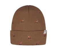 Barts Vinson Fox Design Cuffed Beanie Hat Toffee Brown