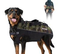 Bartuke 26'' Tactical Dog Harness, Adjustable No Pull Vest with Multiple Leash Clips & Control Handle, Reflective Camouflage Oxford Pet Harness for Medium to Large Dogs, Camo (L)