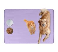 Bartuke Cat Food Mat, 40" x 28" Extra Large Silicone Pet Feeding Mat with Raised Edge Pet Placemat for Food and Water Bowl Non-Slip, Easy to Clean, Floor Protection (Purple)