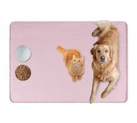 Bartuke Cat Food Mat, 40" x 28" Extra Large Silicone Pet Feeding Mat with Raised Edge Pet Placemat for Food and Water Bowl Non-Slip, Easy to Clean, Floor Protection (Pink)