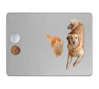 Bartuke Cat Food Mat, 50" x 35" Extra Large Silicone Pet Feeding Mat with Raised Edge Pet Placemat for Food and Water Bowl Non-Slip, Easy to Clean, Floor Protection (Grey)