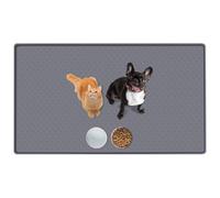 Bartuke Cat Food Mat, 51" x 26" Extra Large Silicone Pet Feeding Mat with Raised Edge Pet Placemat for Food and Water Bowl Non-Slip, Easy to Clean, Floor Protection (Dark Grey)