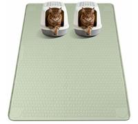 Bartuke Cat Food Mat, 57" x 40" Extra Large Silicone Pet Feeding Mat with Raised Edge, Pet Placemat for Food and Water Bowl, Non-Slip, Easy to Clean, Floor Protection (Green)