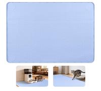 Bartuke Cat Food Mat XL, 40"x28" Large Silicone Pet Mat with Raised Edges | Cat Feeding Mat, Pet Food Placemat, Non-Slip Rubber Pet Mat for Food and Water Bowl, Easy to Clean, Floor Protection (Blue)