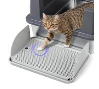 Bartuke Cat Litter Box Step with Pee Shields, Cat Stairs for Litter Box, Litter Catcher with Filter Function, High Side Open Top Kitty Litter Access Pan Shield, Keep Litter In Pan and Floor Clean