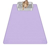 Bartuke Cat Litter Mat, Extra Large 40" x 28" Silicone Mat Litter Trapping Mat for Scatter Control, Soft on Kitty Paws, Easy to Clean (Purple)