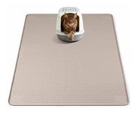 Bartuke Cat Litter Mat, Extra Large 40" x 40" Silicone Mat Litter Trapping Mat for Scatter Control, Soft on Kitty Paws, Easy to Clean (Khaki)