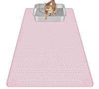 Bartuke Cat Litter Mat, Large 40" x 28" Silicone Mat Litter Trapping Mat for Scatter Control, Soft on Kitty Paws, Easy to Clean (Pink)