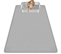 Bartuke Cat Litter Mat, Large 40" x 28" Silicone Mat Litter Trapping Mat for Scatter Control, Soft on Kitty Paws, Easy to Clean (Grey)