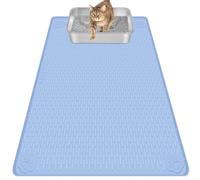 Bartuke Cat Litter Mat, Large 40" x 28" Silicone Mat Litter Trapping Mat for Scatter Control, Soft on Kitty Paws, Easy to Clean (Blue)