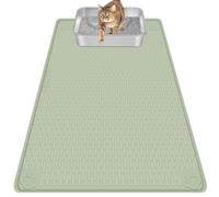 Bartuke Cat Litter Mat, Large 40" x 28" Silicone Mat Litter Trapping Mat for Scatter Control, Soft on Kitty Paws, Easy to Clean (Green)