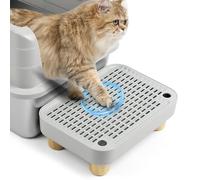 Bartuke Elevated Cat Litter Box Ramp/Step/Stairs with Wooden Feet, Litter Filter Pedal for Automatic Self-cleaning Robot Cat Litter box, Ideal for Kitten & Older Cats (Light Grey)