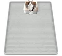 Bartuke Silicone Cat Litter Mat, 40" x 22" Extra Large Cat Litter Box Mat Litter Trapping Mat for Scatter Control, Waterproof, Soft on Kitty Paws, Clean Floor (Grey)