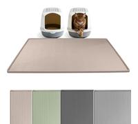 Bartuke Silicone Cat Litter Mat, 50" x 36" Extra Large Litter Trapping Mat for Litter Box, Leak-Proof, Non-Slip, Kitty Litter Mats with Soft Texture for Floor, Keeping The Floor Clean (Khaki)