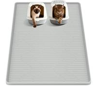Bartuke Silicone Cat Litter Mat, 54" x 27" Large Cat Litter Box Mat | 137x70cm Litter Trapping Mat XXL for Litter Scatter Control, Waterproof, Soft on Kitty Paws, Clean Floor (Grey)
