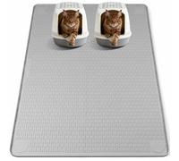 Bartuke Silicone Cat Litter Mat, Extra Large 57" x 40" Litter Trapping Mat for Scatter Control, Soft on Kitty Paws, Easy to Clean (Lightgrey)