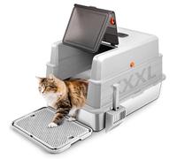 Bartuke Stainless Steel Litter Box with Lid, XXXL Enclosed Metal Cat Litter Box with Litter Scoop & Foot Pedal, Odor Control,Easy Cleaning for Big Cats, Multiple Cats