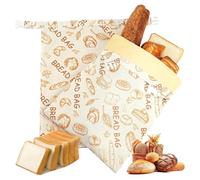 Barturry 2pack Beeswax Bread Bags 2 Packs Cotton Bags for Homemade Sourdough Bread Natural Cotton Bees Wax Bag