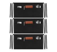 Barturry 3 Pack Server Aprons with 3 Pockets Black Waist Aprons for Women Men Restaurants Cafes Bars Home Kitchen Apron with Long Waist Strap Reinforced Seams