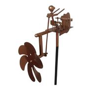 Barturry Drummer Windmill Statue Decorative Wind Power Rock Art for Garden Yard Patio Lawn Porch Backyard Metal Drum