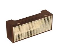 Barturry Vintage Solid Wood Rattan Designed Wireless Router Storage Box for Wall-Mounted TV Set-Top Box Rack