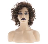 Baruisi Short Curly Brown Wigs for Women Synthetic Natural Looking Layered Halloween Cosplay Wig