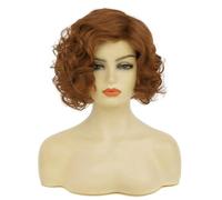 Baruisi Short Curly Orange Wigs for Women Synthetic Natural Wavy Costume Cosplay Party Wig,Orange