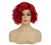 Baruisi Short Curly Red Wigs for Women Synthetic Natural Wavy Costume Cosplay Party Wig,Red